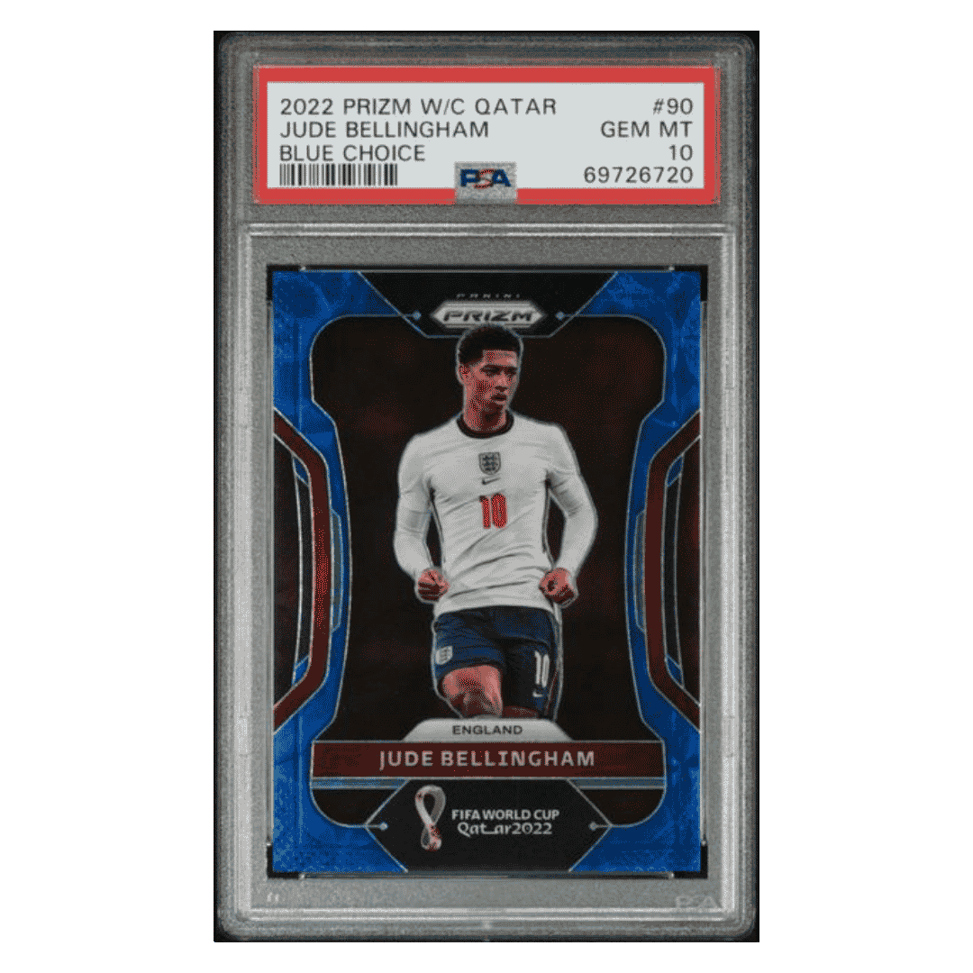 Jude Bellingham PSA 10 2022 Panini Prizm FIFA World Cup Qatar Blue Choice #d/ 135 Card #90