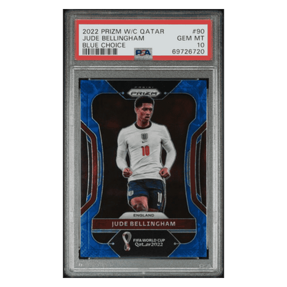 Jude Bellingham PSA 10 2022 Panini Prizm FIFA World Cup Qatar Blue Choice #d/ 135 Card #90
