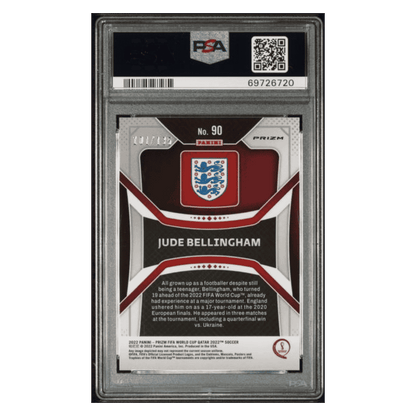 Jude Bellingham PSA 10 2022 Panini Prizm FIFA World Cup Qatar Blue Choice #d/ 135 Card #90