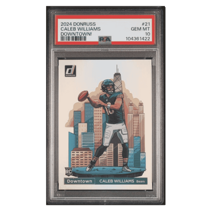 Caleb WIlliams PSA 10 2024 Panini Donruss Downtown! Rookie RC Card #21