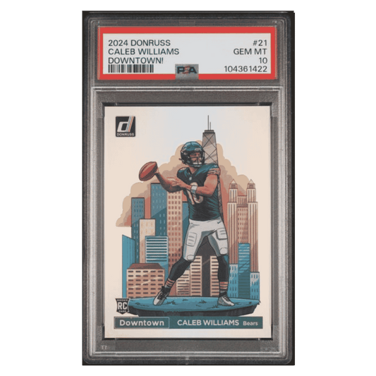Caleb WIlliams PSA 10 2024 Panini Donruss Downtown! Rookie RC Card #21