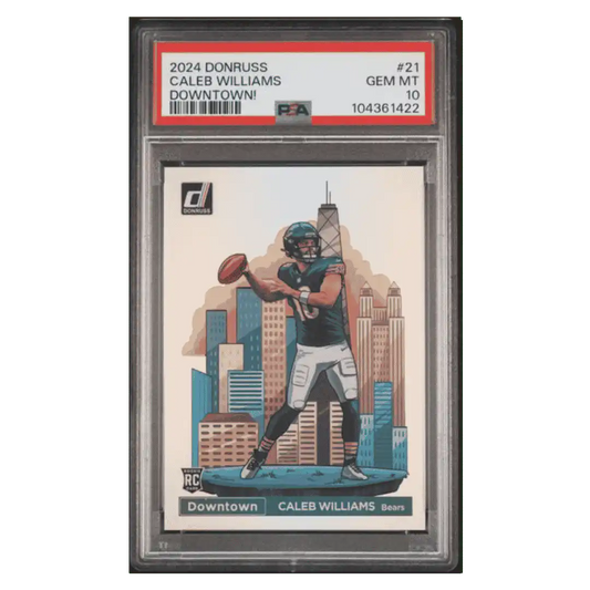 Caleb WIlliams PSA 10 2024 Panini Donruss Downtown! Rookie RC Card #21