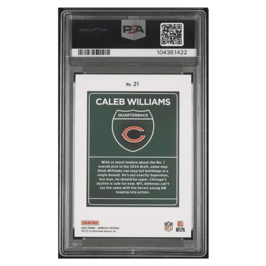 Caleb WIlliams PSA 10 2024 Panini Donruss Downtown! Rookie RC Card #21
