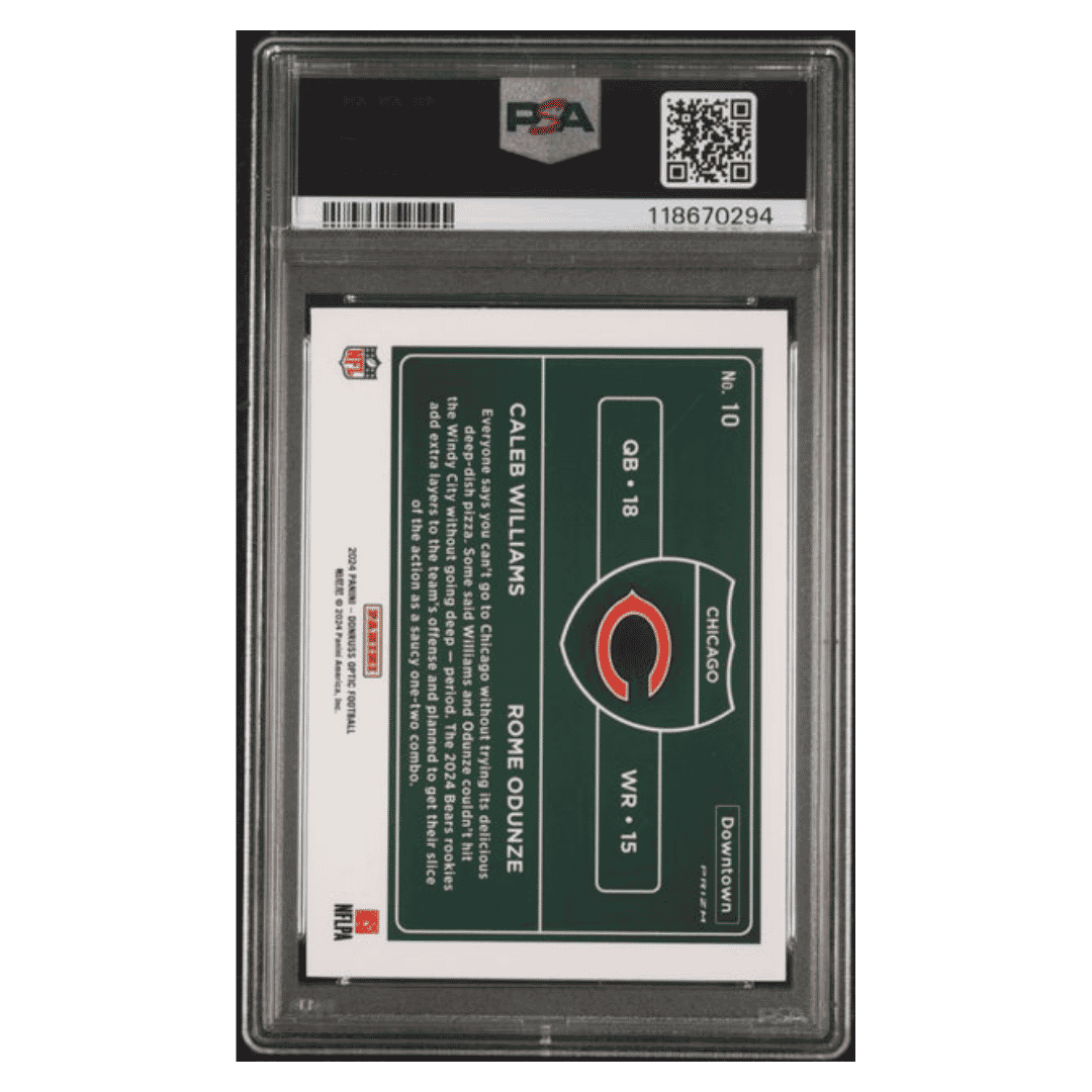 Caleb WIlliams / Rome Odunze PSA 10 2024 Panini Donruss Optic Downtown Duos Rookie RC Card #10