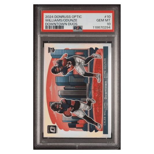 Caleb WIlliams / Rome Odunze PSA 10 2024 Panini Donruss Optic Downtown Duos Rookie RC Card #10
