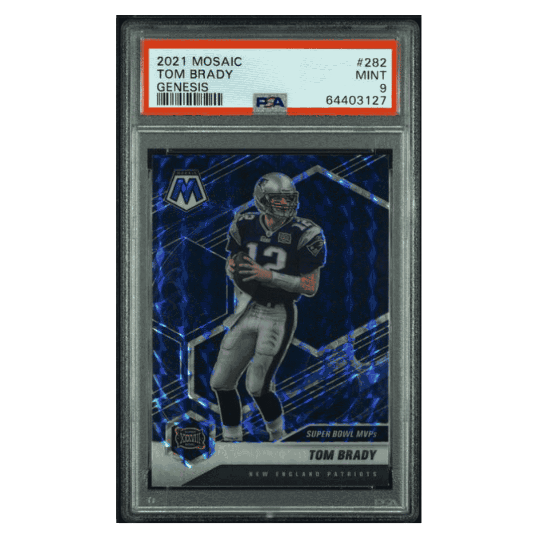 Tom Brady PSA 9 2021 Panini Mosaic Genesis Case Hit Card #282