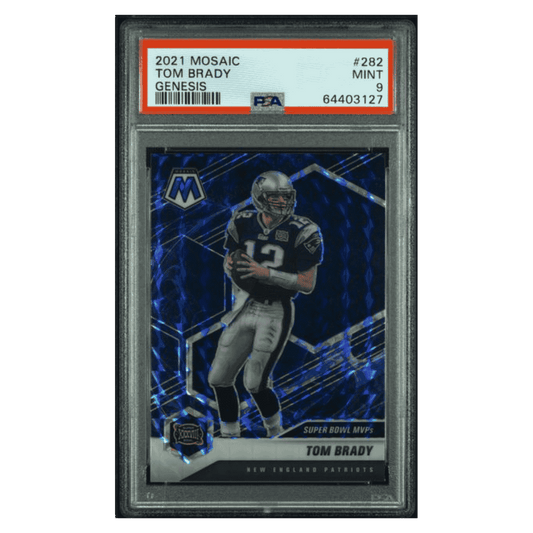 Tom Brady PSA 9 2021 Panini Mosaic Genesis Case Hit Card #282