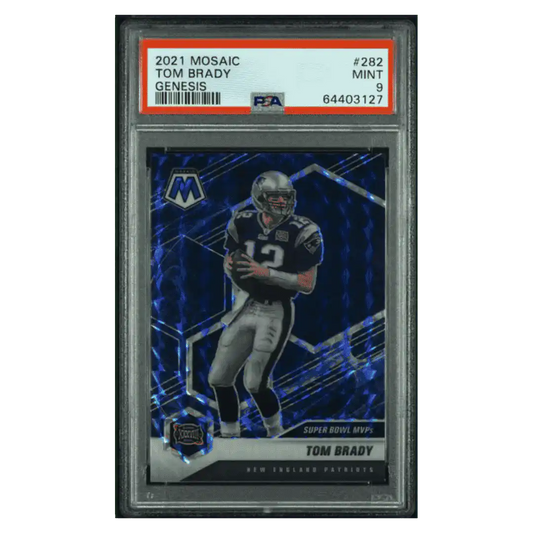Tom Brady PSA 9 2021 Panini Mosaic Genesis Case Hit Card #282