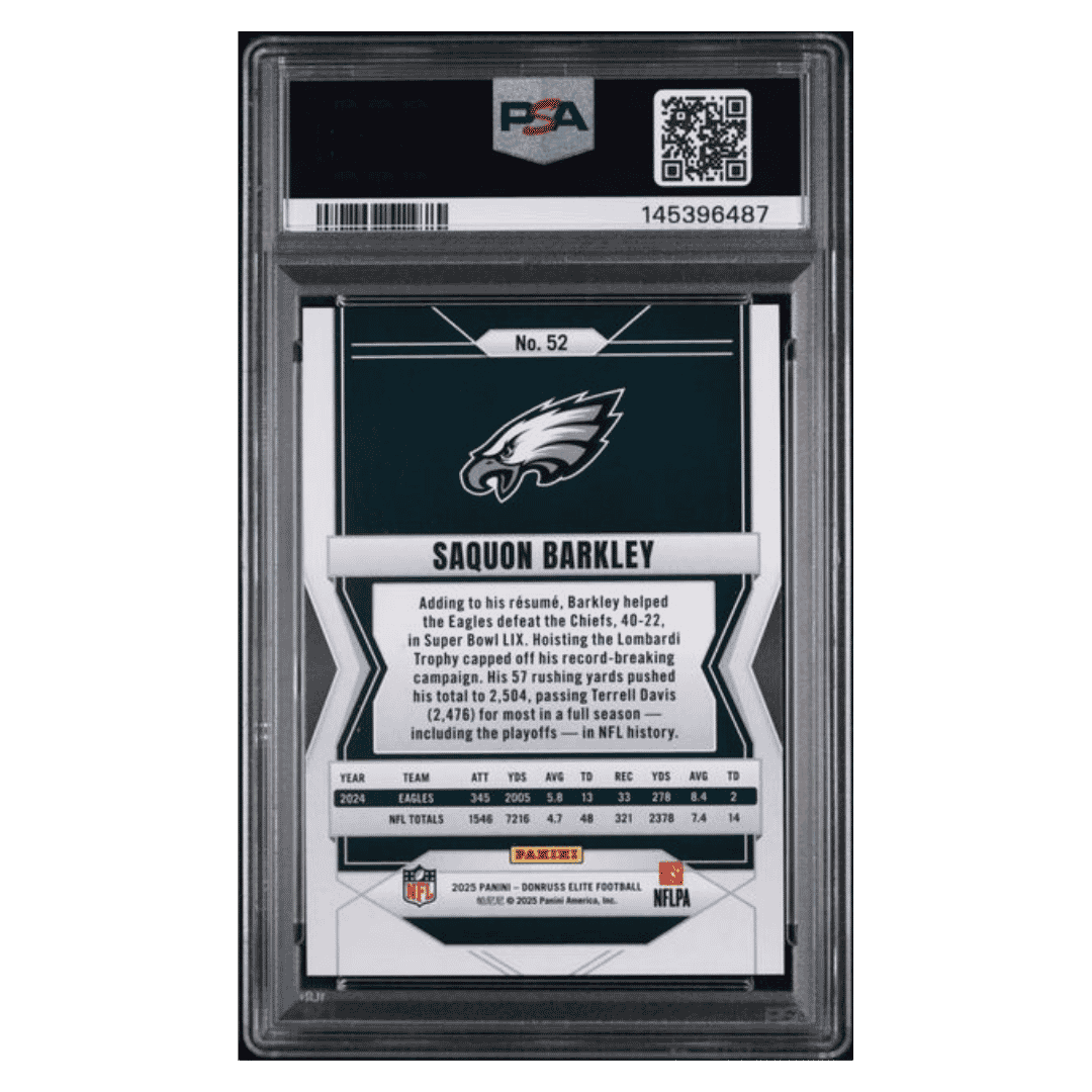 Saquon Barkley PSA 9 2025 Panini Donruss Elite Bronze #d/ 35 Card #52