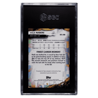 Malik Nabers SGC 10 2024 Topps Finest Rookie Autographed Card #RFA-MN