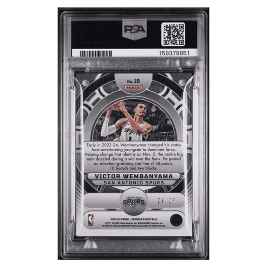 Victor Wembanyama PSA 10 2023 Panini Obsidian Orbital Electric Etch Green Rookie RC #d/ 25 Card #18