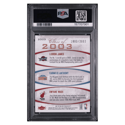 Lebron James / Carmelo Anthony / Dwayne Wade PSA 8 2007 Fleer Hot Prospects Class of 2003 #d/ 2003 Card #2003