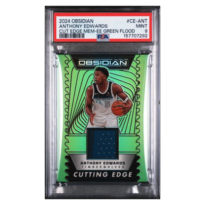Anthony Edwards PSA 9 2024 Panini Obsidian Cutting Edge Memorabilia- EE Green Flood #d/ 24 Card #CE-ANT