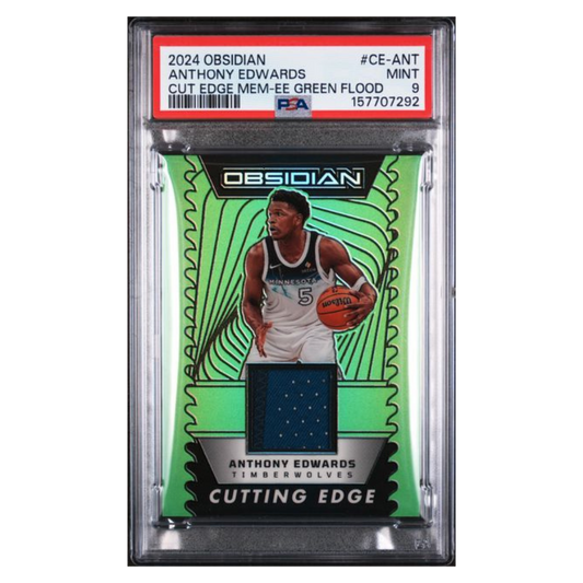 Anthony Edwards PSA 9 2024 Panini Obsidian Cutting Edge Memorabilia- EE Green Flood #d/ 24 Card #CE-ANT