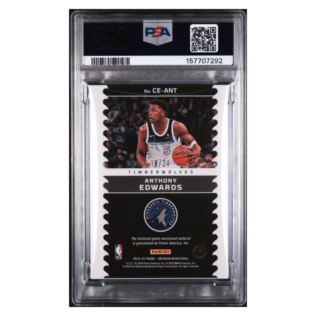 Anthony Edwards PSA 9 2024 Panini Obsidian Cutting Edge Memorabilia- EE Green Flood #d/ 24 Card #CE-ANT