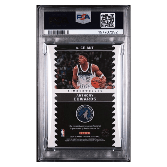 Anthony Edwards PSA 9 2024 Panini Obsidian Cutting Edge Memorabilia- EE Green Flood #d/ 24 Card #CE-ANT