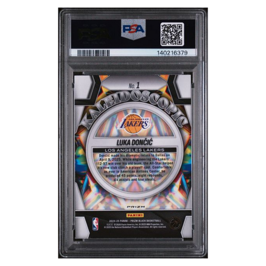 Luka Doncic PSA 10 2024 Panini Prizm Black Kaleidoscopic Silver Prizm Card #1