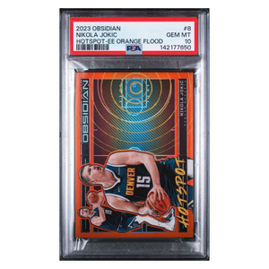 Nikola Jokic PSA 10 2023 Panini Obsidian Hotspot - EE Orange Flood #d/ 75 Card #8