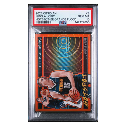 Nikola Jokic PSA 10 2023 Panini Obsidian Hotspot - EE Orange Flood #d/ 75 Card #8