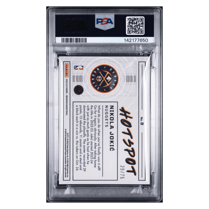 Nikola Jokic PSA 10 2023 Panini Obsidian Hotspot - EE Orange Flood #d/ 75 Card #8