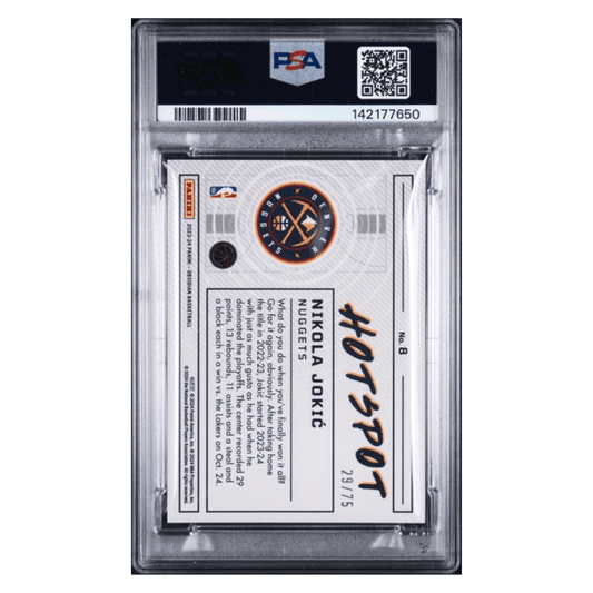 Nikola Jokic PSA 10 2023 Panini Obsidian Hotspot - EE Orange Flood #d/ 75 Card #8