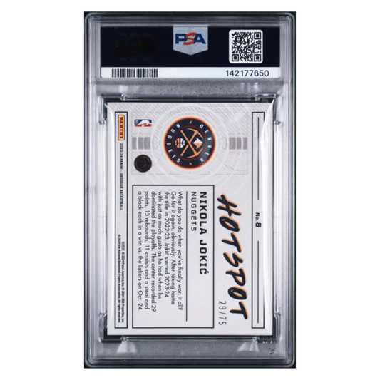 Nikola Jokic PSA 10 2023 Panini Obsidian Hotspot - EE Orange Flood #d/ 75 Card #8