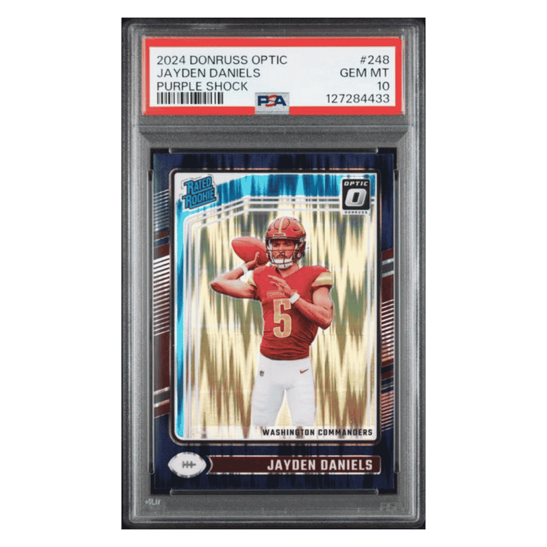 Jayden Daniels PSA 10 2024 Panini Donruss Optic Purple Shock Rated Rookie Card #248