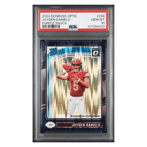 Jayden Daniels PSA 10 2024 Panini Donruss Optic Purple Shock Rated Rookie Card #248
