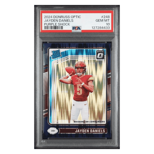 Jayden Daniels PSA 10 2024 Panini Donruss Optic Purple Shock Rated Rookie Card #248