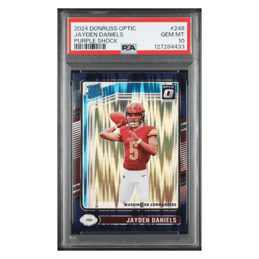 Jayden Daniels PSA 10 2024 Panini Donruss Optic Purple Shock Rated Rookie Card #248