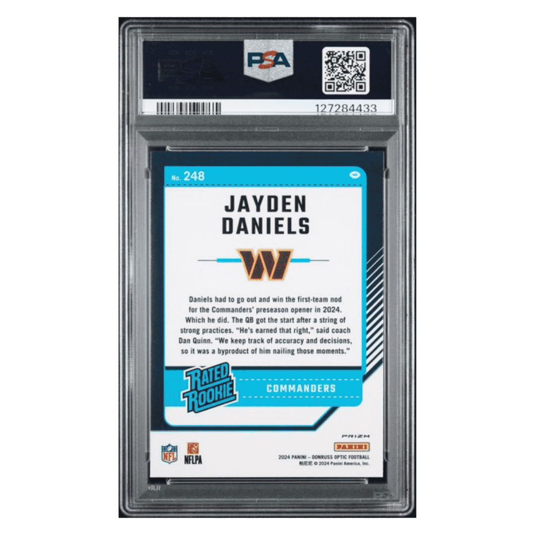 Jayden Daniels PSA 10 2024 Panini Donruss Optic Purple Shock Rated Rookie Card #248