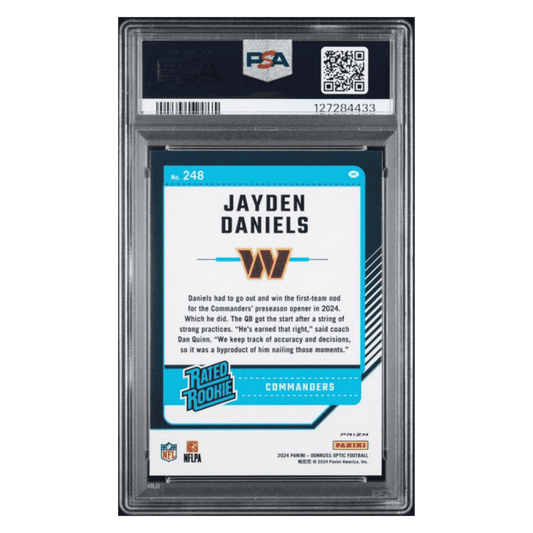 Jayden Daniels PSA 10 2024 Panini Donruss Optic Purple Shock Rated Rookie Card #248