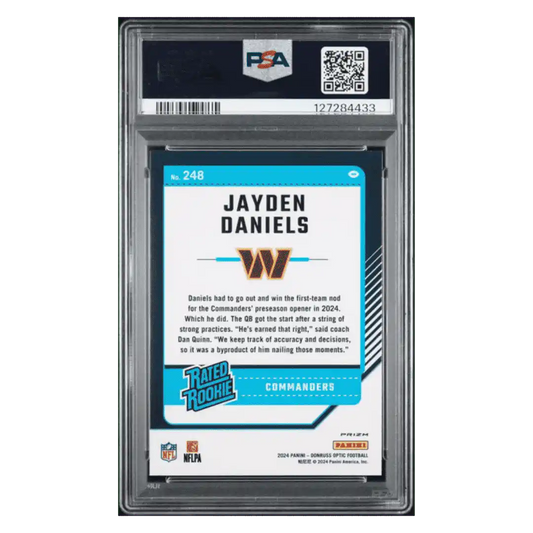 Jayden Daniels PSA 10 2024 Panini Donruss Optic Purple Shock Rated Rookie Card #248