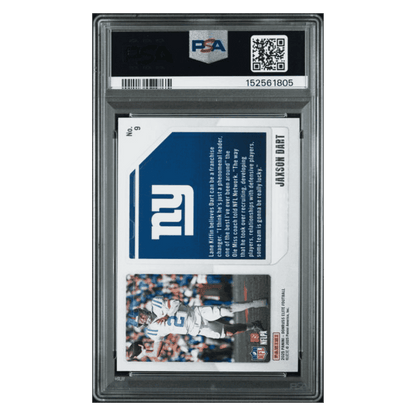 Jaxson Dart PSA 9 2025 Panini Donruss Elite Extra Edition Blue Rookie RC #d/ 75 Card #9