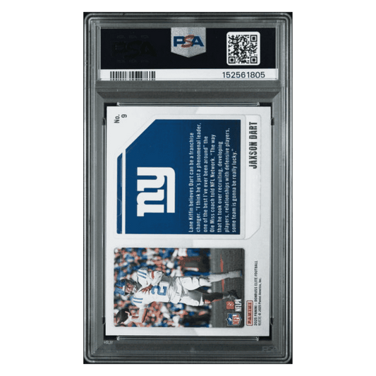 Jaxson Dart PSA 9 2025 Panini Donruss Elite Extra Edition Blue Rookie RC #d/ 75 Card #9