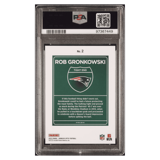 Rob Gronkowski PSA 10 2023 Panini Donruss Optic International Downtown Card #2