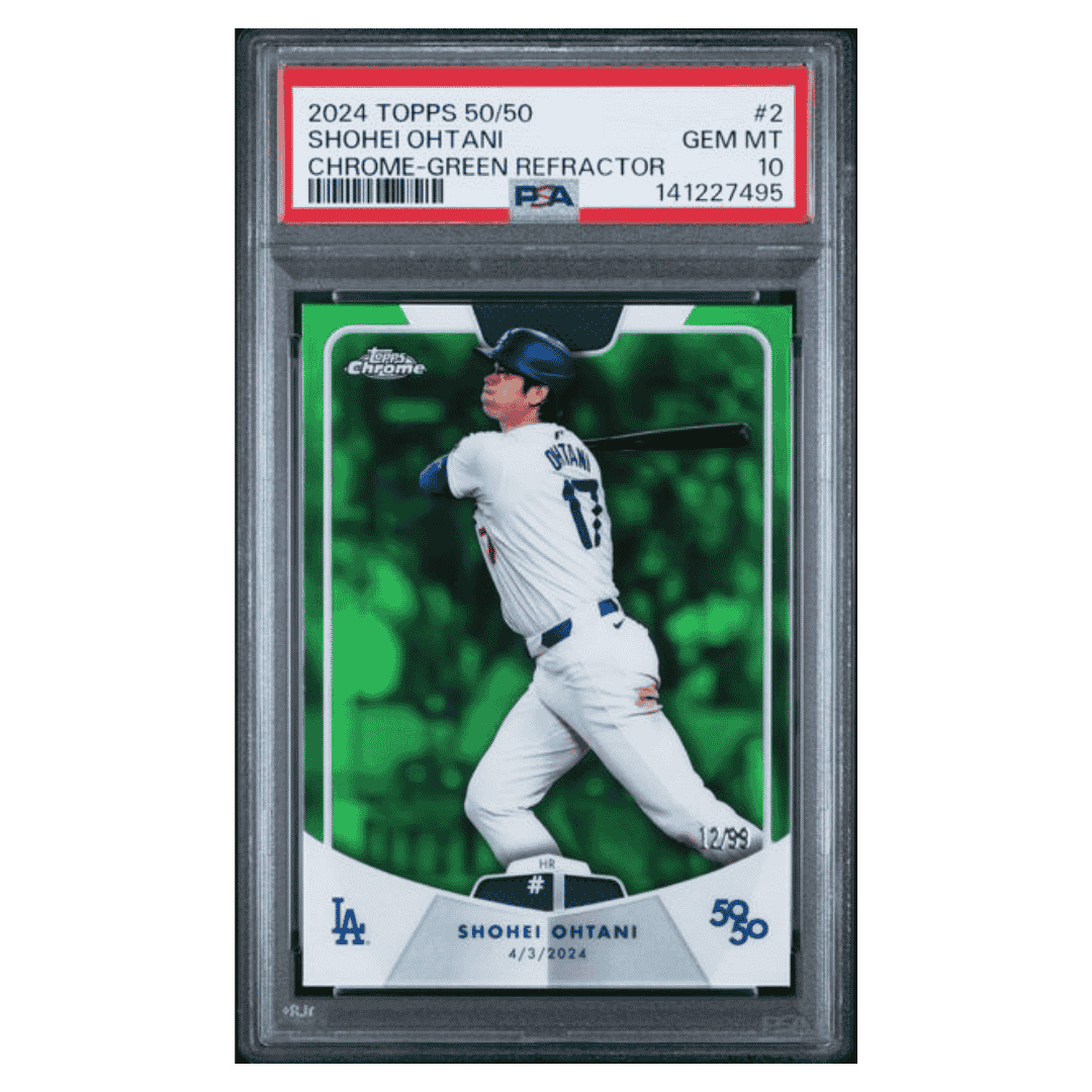 Shohei Ohtani PSA 10 2024 Topps 50/50 Chrome Green Refractor #d/ 99 Card #2