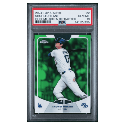 Shohei Ohtani PSA 10 2024 Topps 50/50 Chrome Green Refractor #d/ 99 Card #2