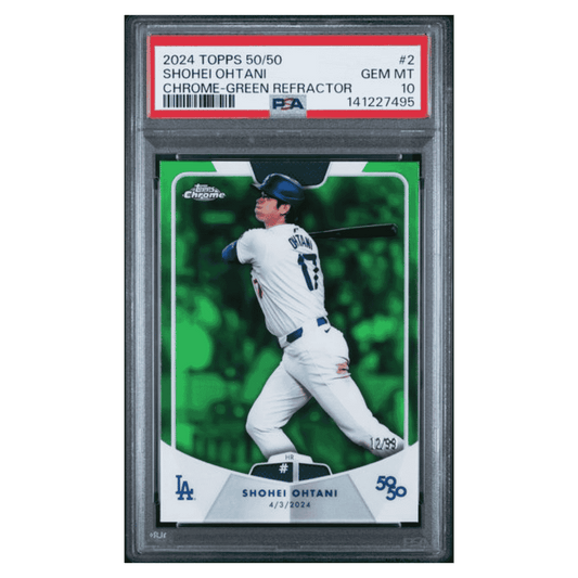 Shohei Ohtani PSA 10 2024 Topps 50/50 Chrome Green Refractor #d/ 99 Card #2