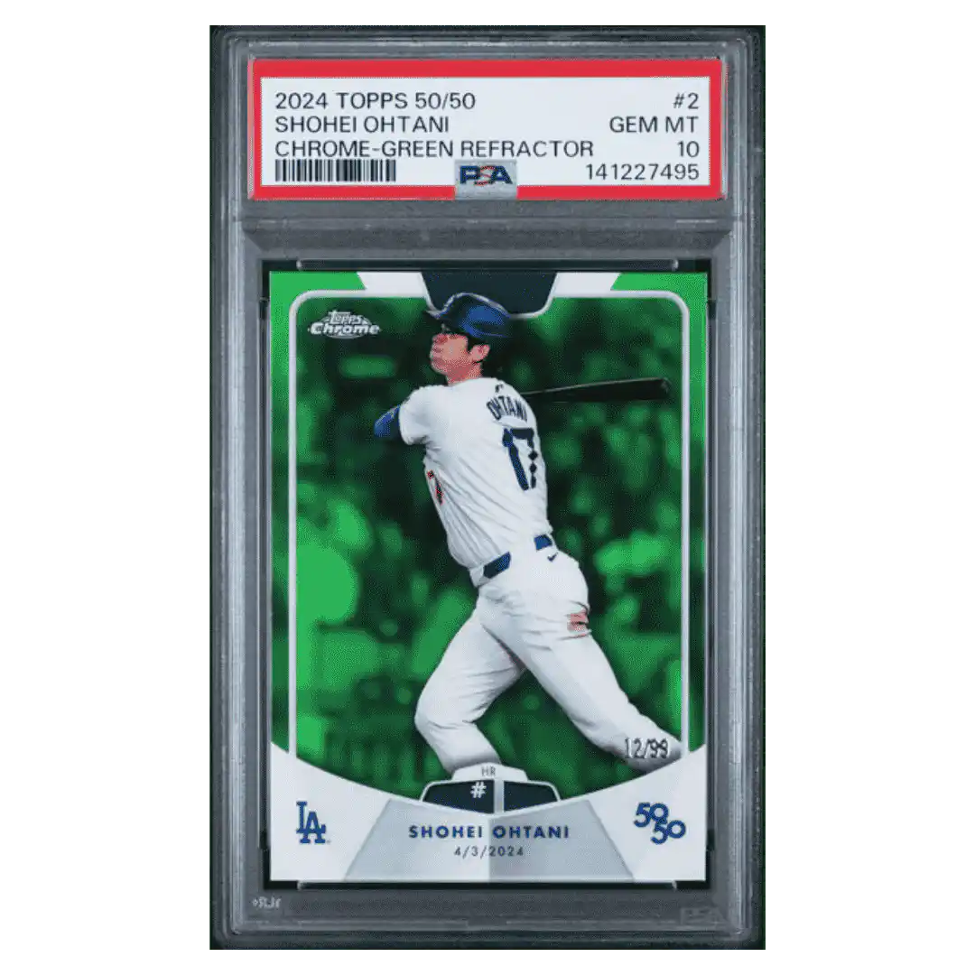 Shohei Ohtani PSA 10 2024 Topps 50/50 Chrome Green Refractor #d/ 99 Card #2