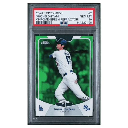 Shohei Ohtani PSA 10 2024 Topps 50/50 Chrome Green Refractor #d/ 99 Card #2