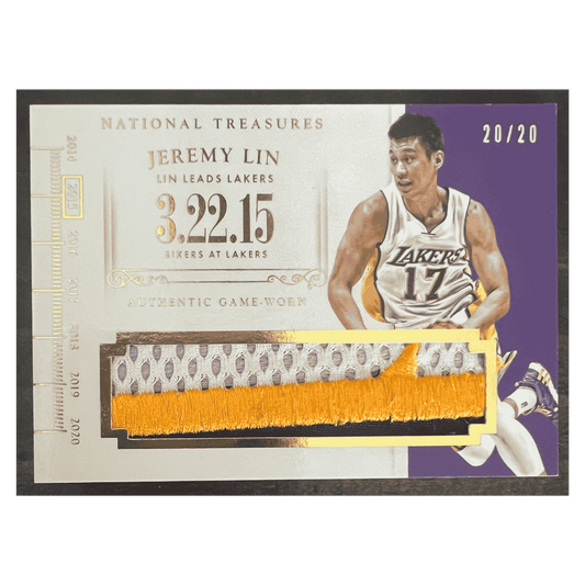 Jeremy Lin 2014-15 Panini National Treasures Timelines Game Worn Patch #20/ 20 Card #T-JL