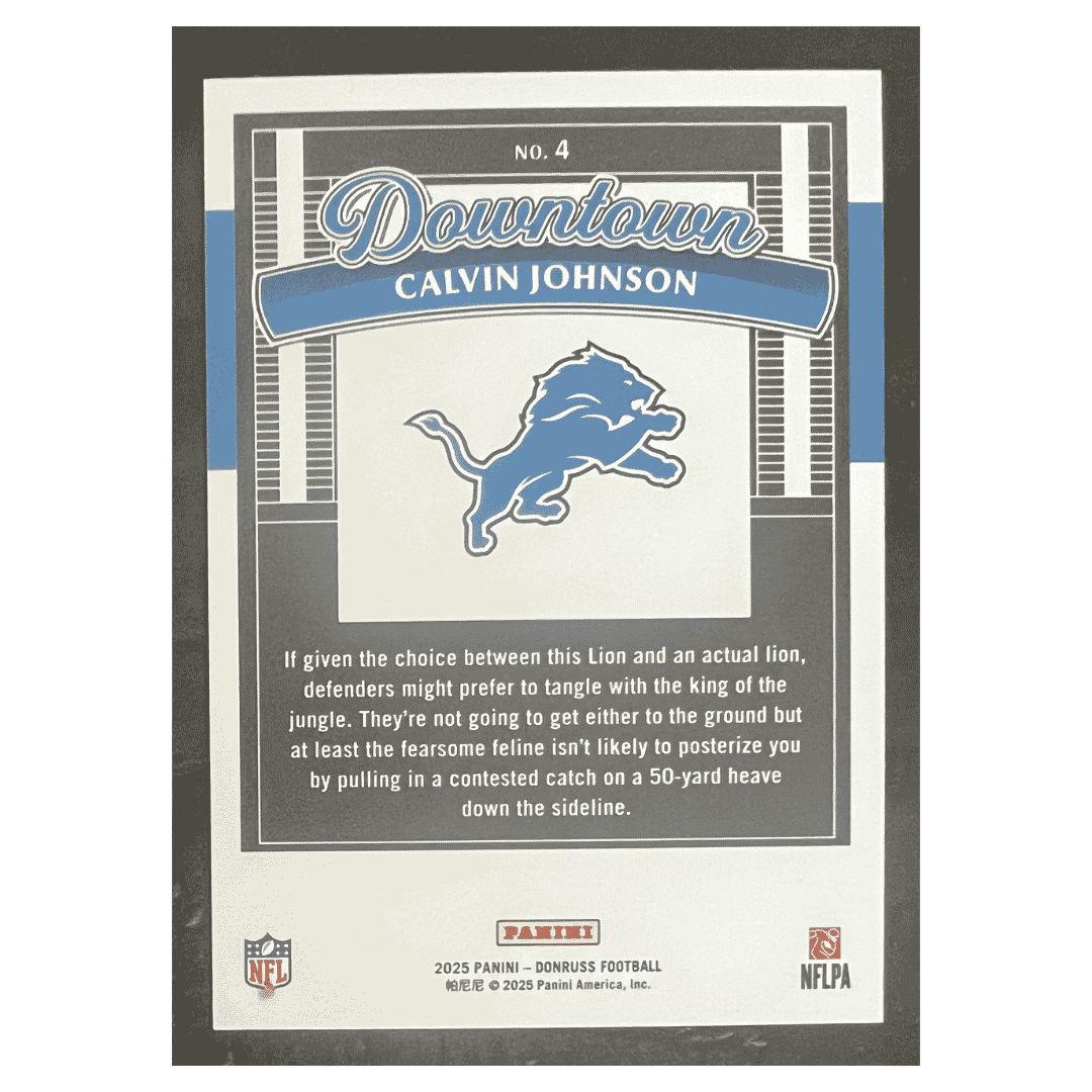 Calvin Johnson 2025 Panini Donruss Downtown Card #4