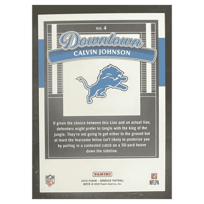 Calvin Johnson 2025 Panini Donruss Downtown Card #4