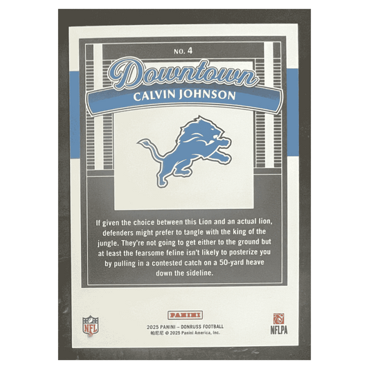 Calvin Johnson 2025 Panini Donruss Downtown Card #4