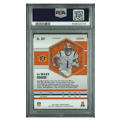 Ja'Marr Chase PSA 10 2021 Panini Mosaic Reactive Orange Rookie RC Card #307