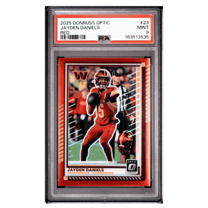 Jayden Daniels PSA 9 2025 Panini Donruss Optic Red Card #23