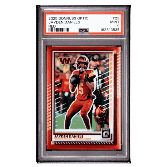 Jayden Daniels PSA 9 2025 Panini Donruss Optic Red Card #23
