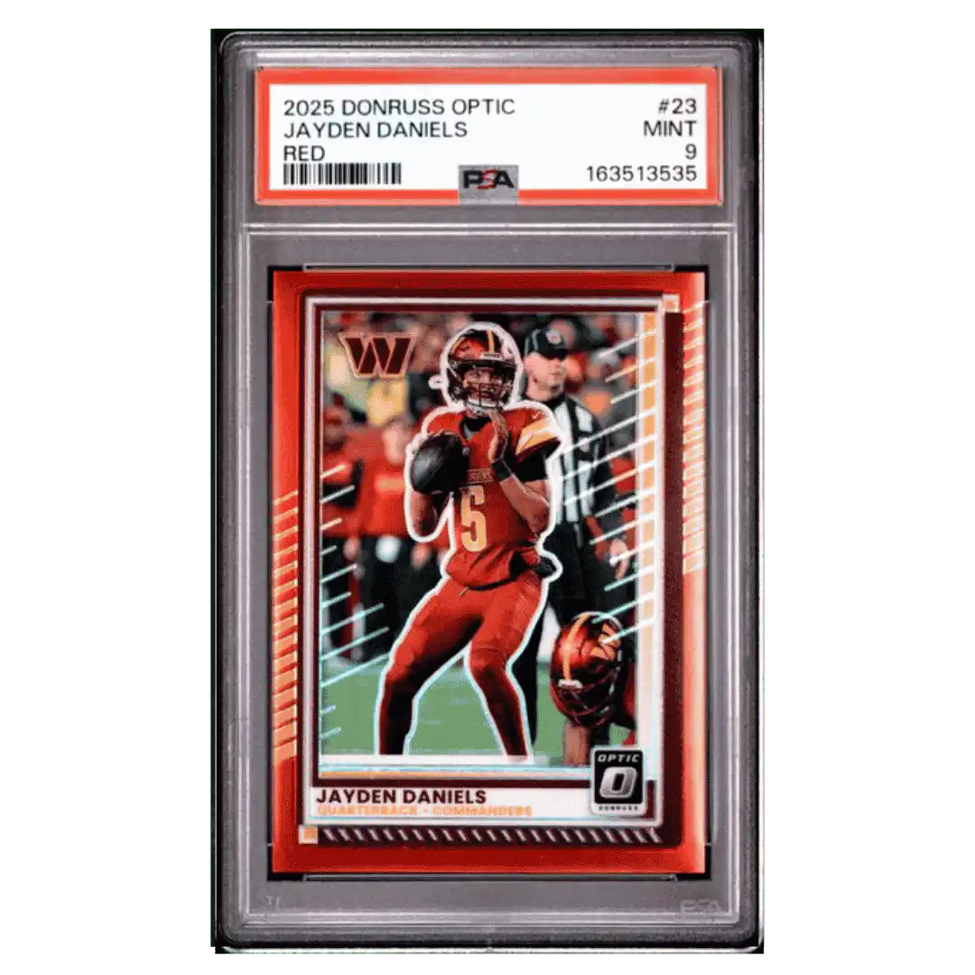 Jayden Daniels PSA 9 2025 Panini Donruss Optic Red Card #23