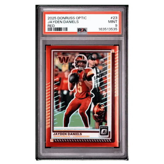 Jayden Daniels PSA 9 2025 Panini Donruss Optic Red Card #23